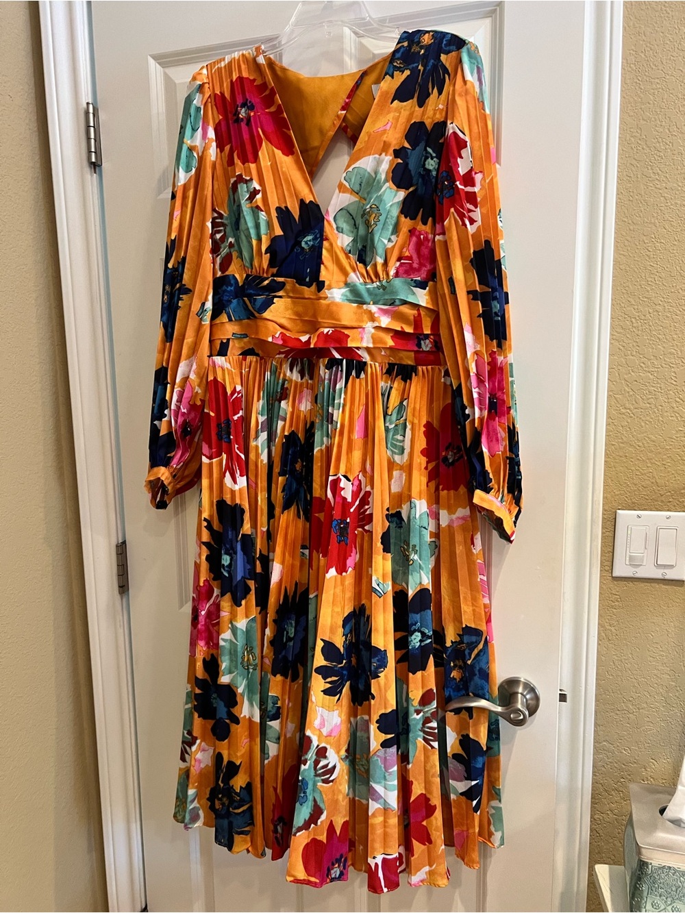 Chicwish Floral Pleated V-Neck Midi Dress